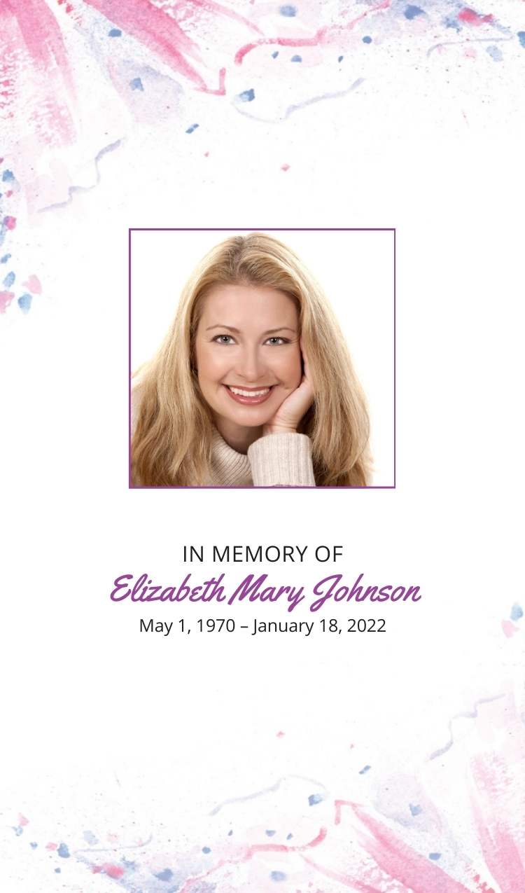 Butterfly Memorial  Prayer Card Template